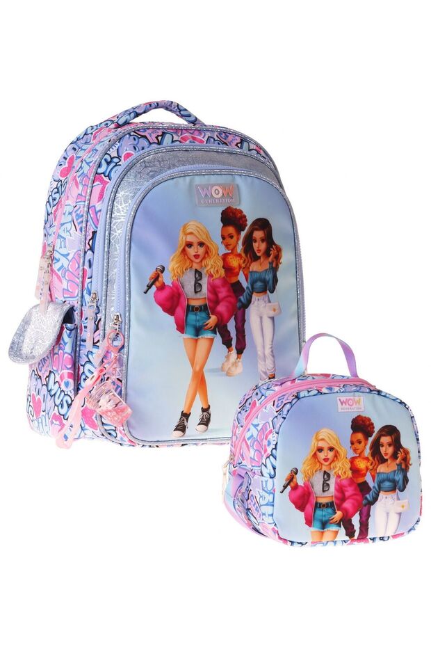 Music Double School Bag Set - Lilac Music Patterned Girls' Set Setwg-W6044B