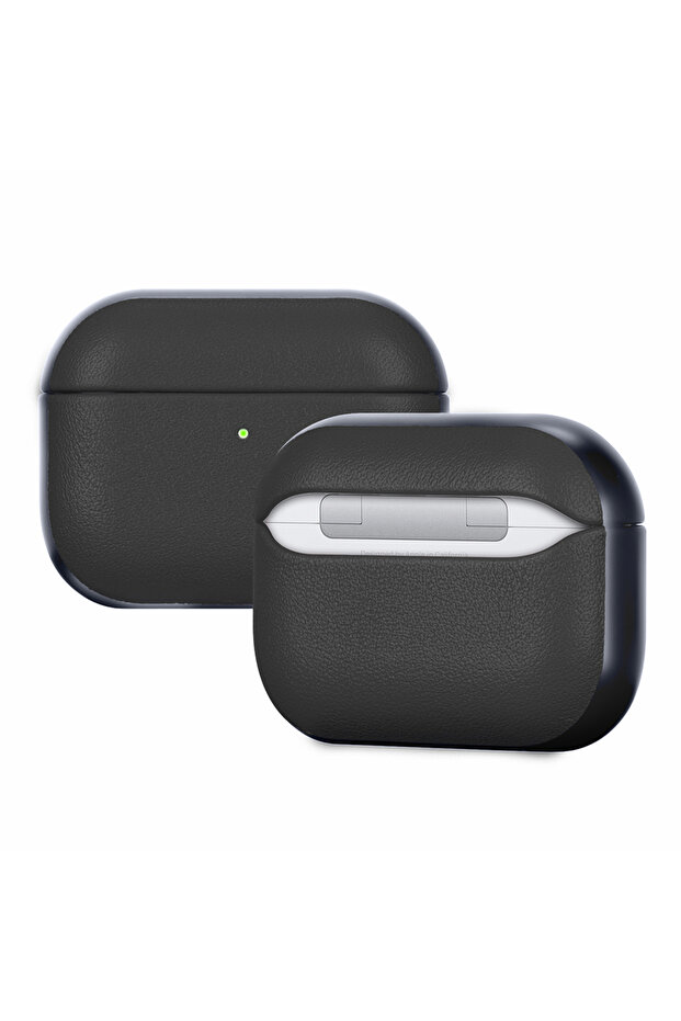 AirPods Pro 3 Compatible Case with M-Safe Feature, Poying Series Leather Design Cover, Black