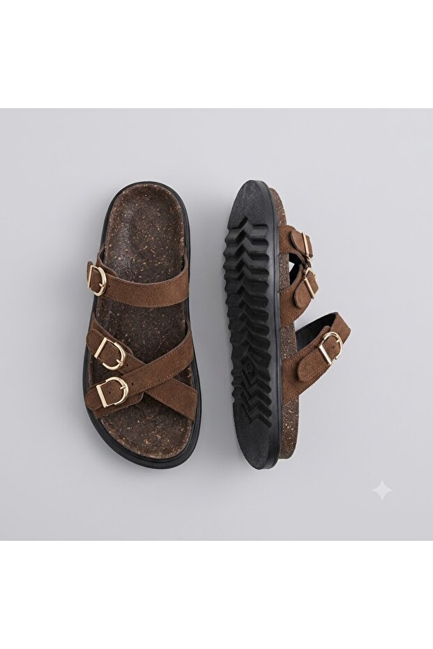 (Bianca) Thermo Non-Slip Sole Daily Women's Slippers Brown