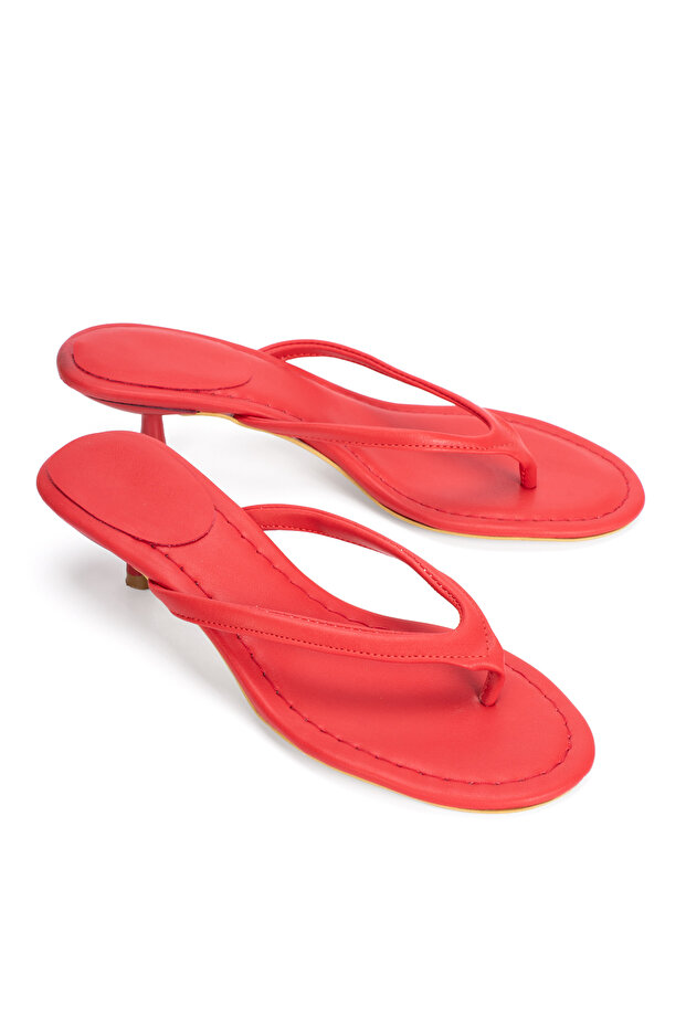 Women's Heeled Flip-Flops 6373 Red