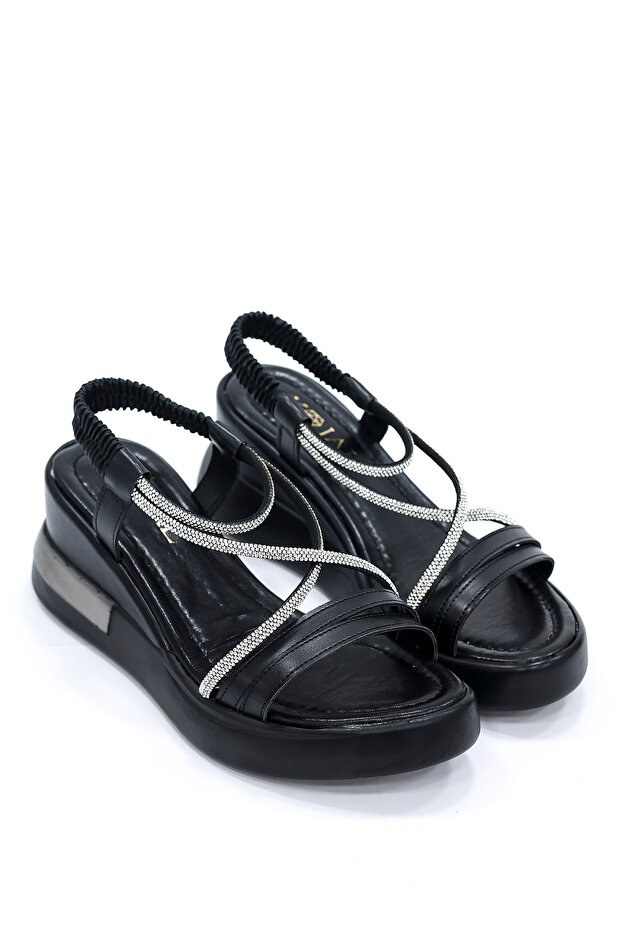Bln 310 Sandals with Stone Band Detail and Elastic Ankle Strap