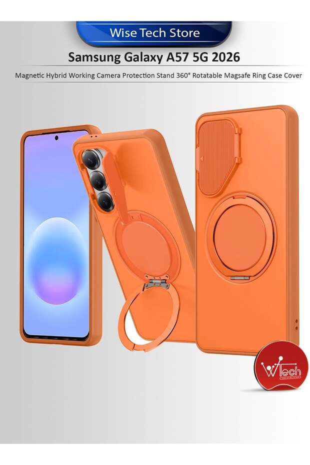 Samsung Galaxy A57 5G 2026 Magnetic Hybrid Working Camera Protection Stand 360° Rotatable Magsafe Ring Case Cover