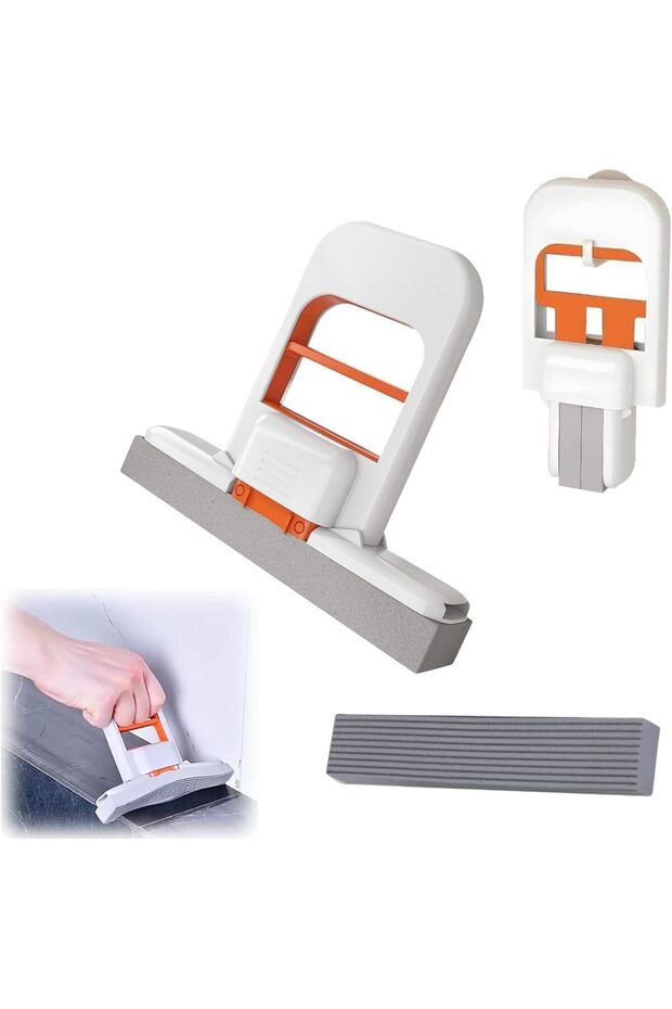 Foldable Desktop Mop, Self-Squeeze Mini Cleaning Tool for Wet & Dry Use, Portable Compact Mop for Bathroom, Kitchen, Glass, Tabletop & Car Interior