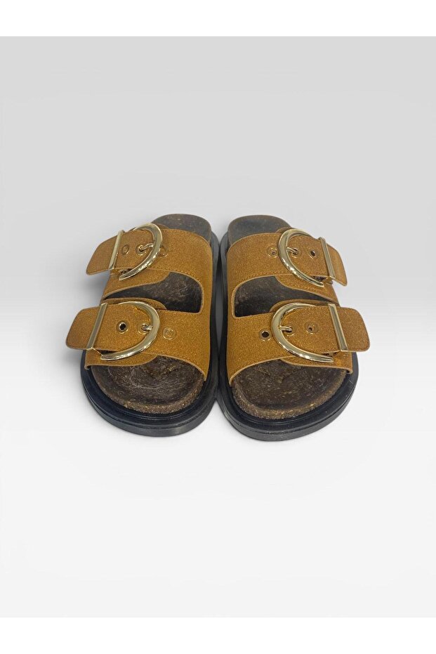 Cork Sole Buckle Women's Slippers