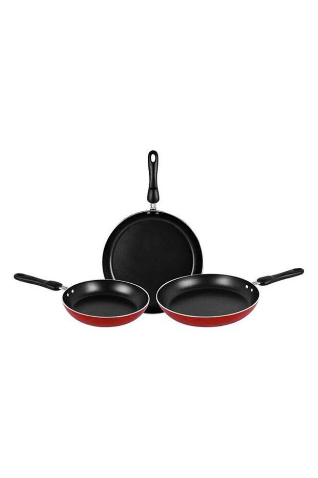 Triple Pack Frypan Set Red 28cm