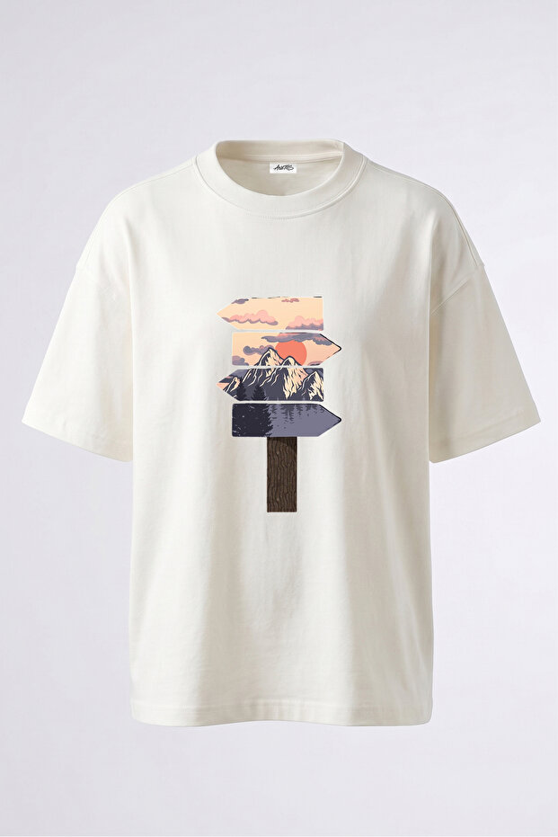 Dag Orman Sheet Design Back Printed Cotton White Oversize T-Shirt