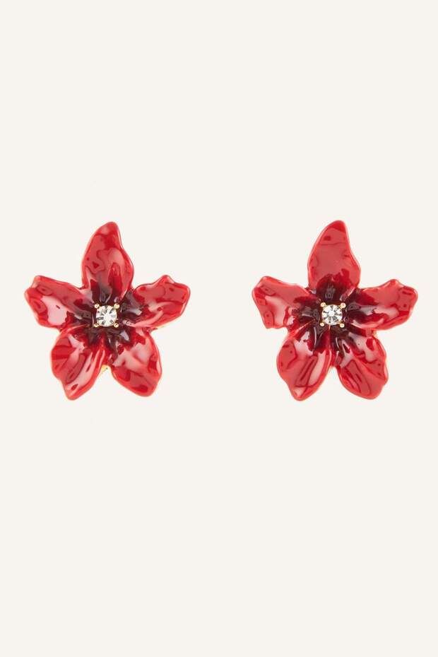 Women's Floral Red Earrings H9969Axns