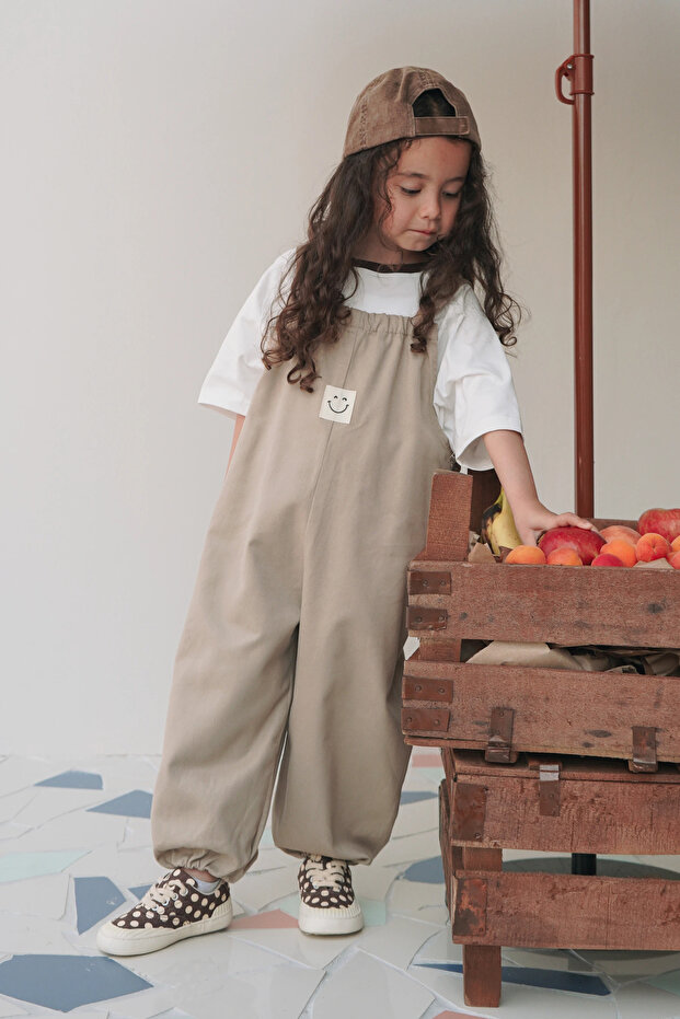 Elastic Cuffed Jumpsuit Beige