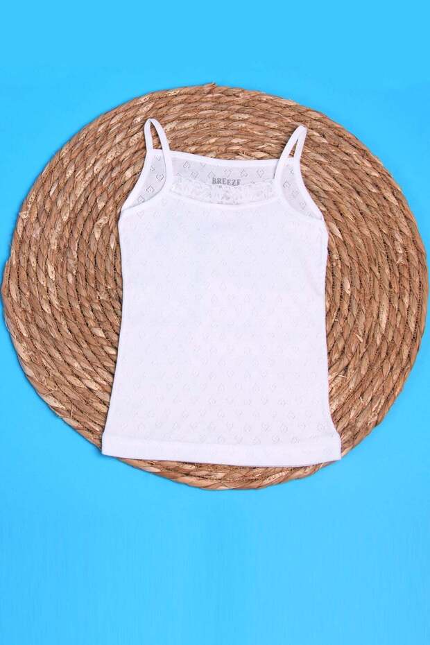 Girl's Br Undershirt with Holes and Heart Ecru Daily (1 Year)