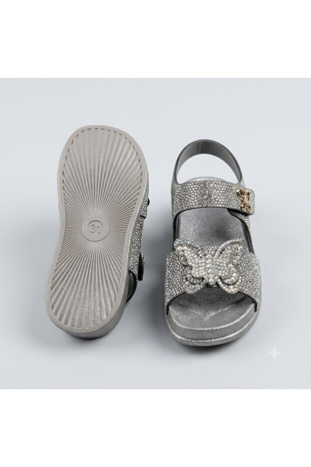 (Nerissa) Velcro Lightweight Girls' Sandals Platinum