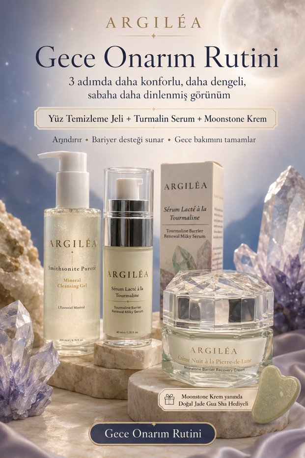 Night Care Set | Facial Cleansing Gel + Tourmaline Serum + Moonstone Cream