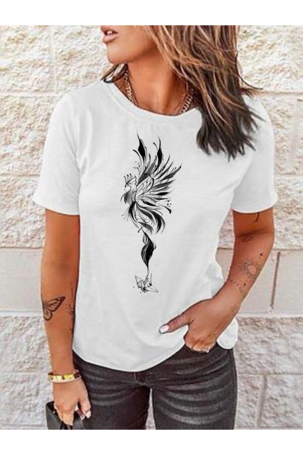 White Printed Women's T-Shirt