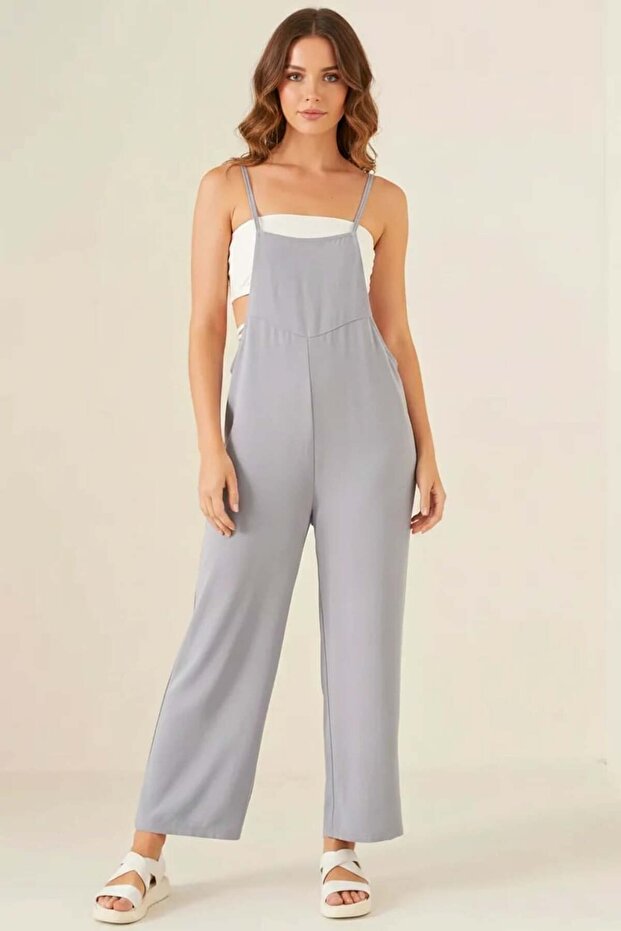 Women's Strappy Gray Jumpsuit