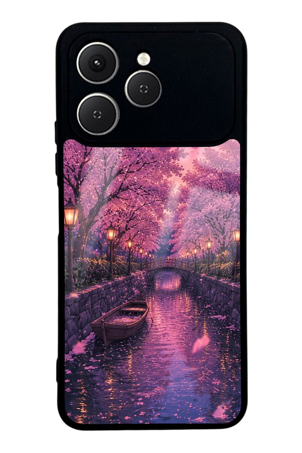 Tecno Spark 40 Sakura Twilight Canal Design Glossy Phone Case