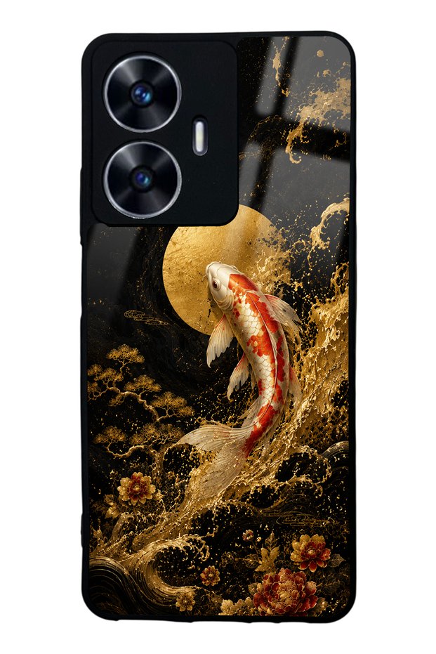 Realme C55 Golden Koi Elegance Design Glossy Phone Case