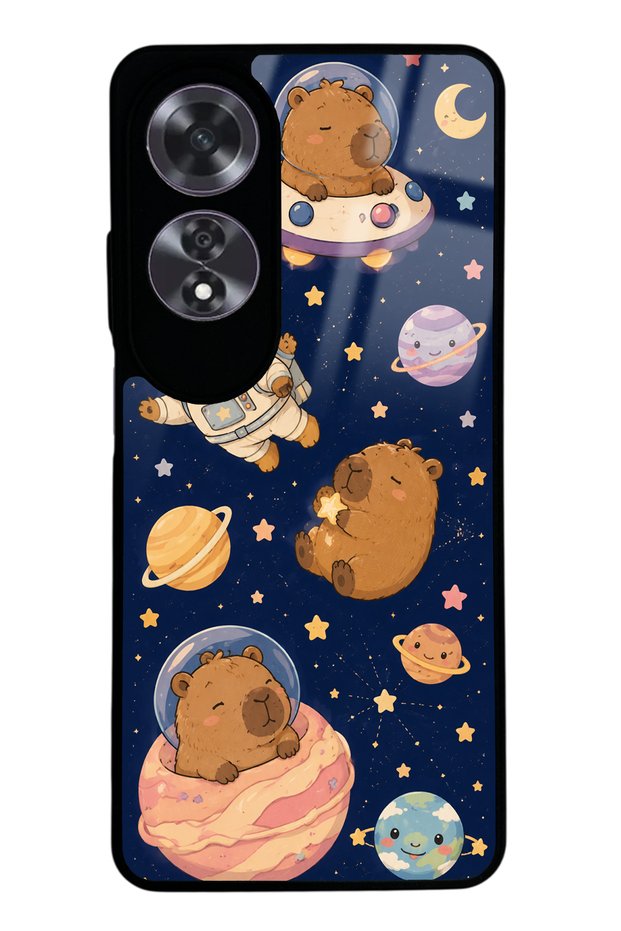 Oppo A60 Glossy Phone Case with Cosmic Capybara Design