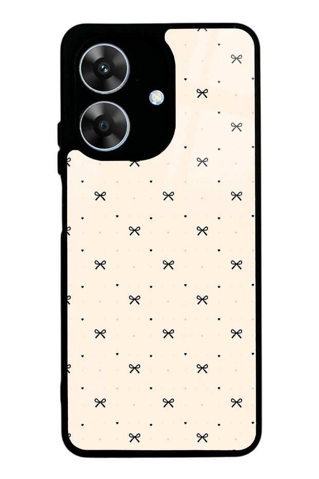 Realme Note 60 Beige Coquette Pattern Design Glossy Phone Case