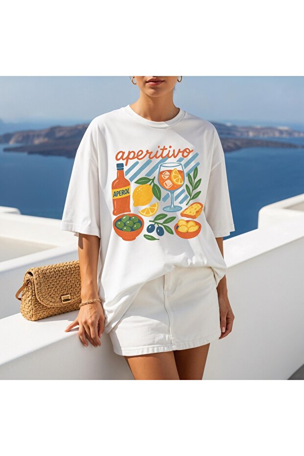 Aperitivo Printed Unisex Oversize T-Shirt