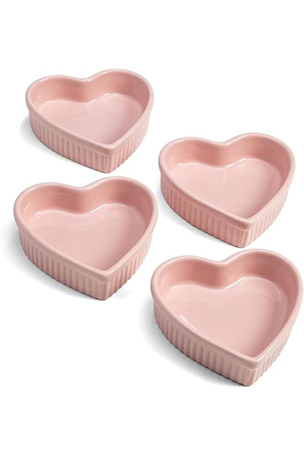 Heart Shaped Ramekin Set Mini Ceramic Ramekins Oven Safe Baking Dishes Dishwasher Safe Stoneware Made without PFOA