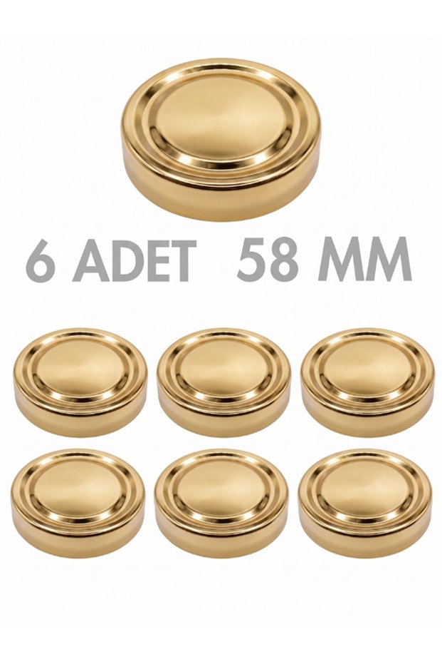 6 Pieces Deep Gold Metal Ergo Baby Food Jam Peanut Butter Jar Lids – 58 mm (Compatible with 156 Cc Jars)