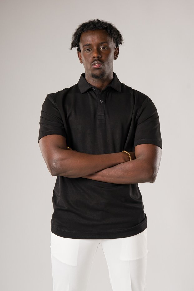 Regular Fit Textured Lycra Polo Neck T-Shirt