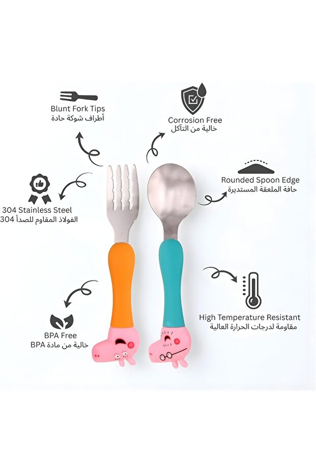 Peppa Pig Kids Cutlery Set 4 Pcs Stainless Steel Spoons and Forks – BPA Free Children Tableware Set