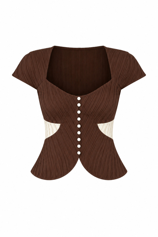 White Buttoned Coffee Corset