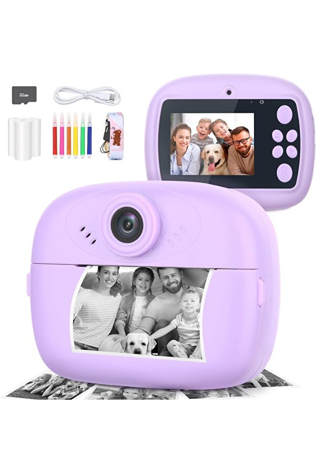Instant Kids Camera Instant Print ids Digital Camera Selfie 1080P Video, Interactive Toys