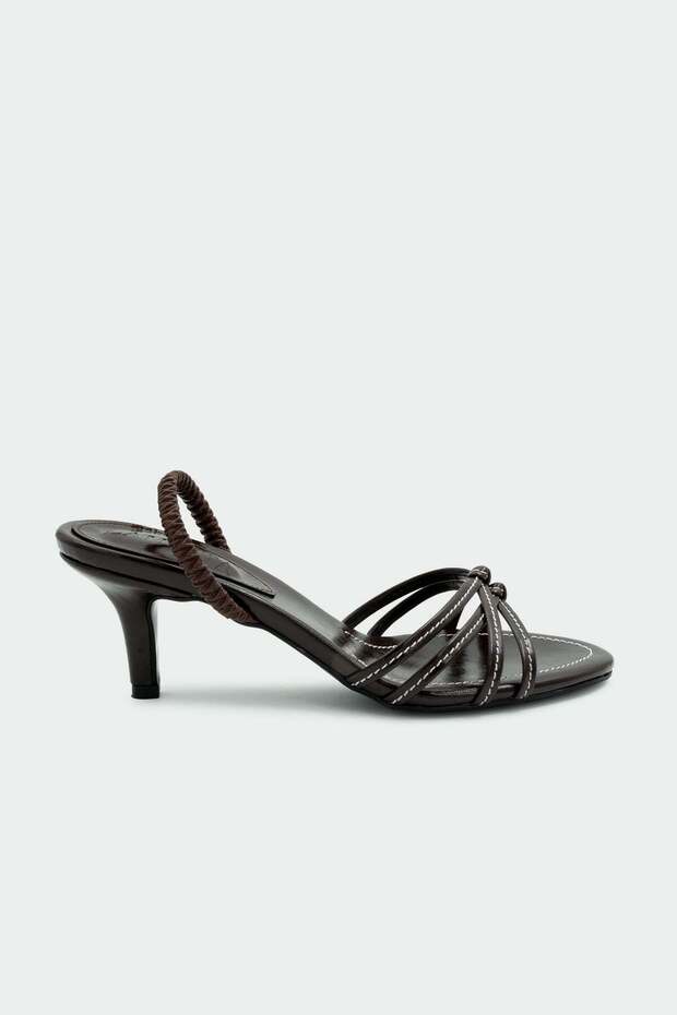 Nesso Knot Detailed Bitter Brown Women's Heeled Shoes
