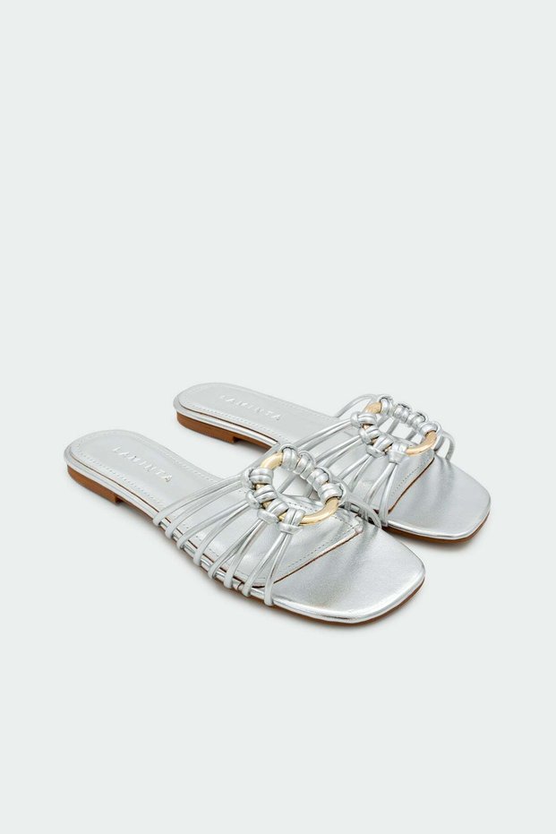 Lola Gold Accessory Flat Women's Silver Slippers