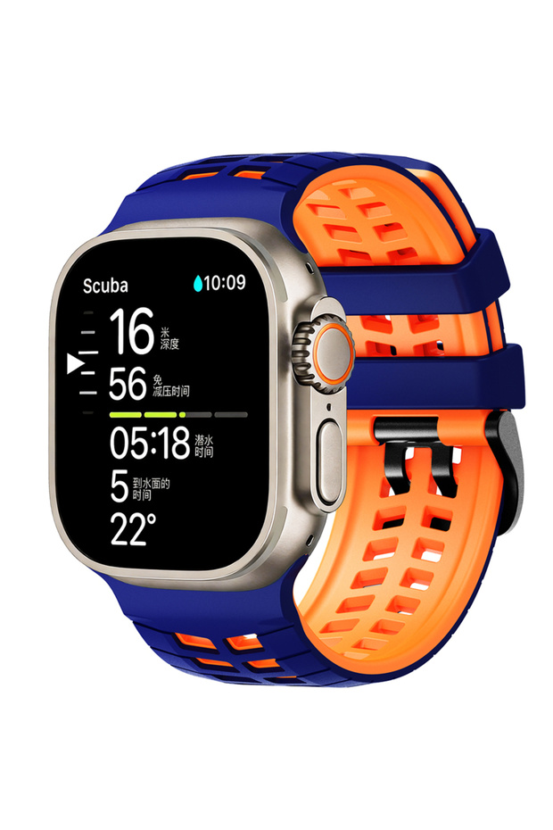 44mm-45mm-46mm-49mm Blue Orange Breathable Silicone strap for watch band Ultra 3 2 Series 11 10 9 7