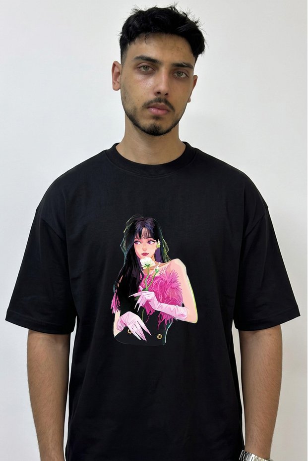 Lisa Blackpink_1 Design Printed Oversize Black T-Shirt