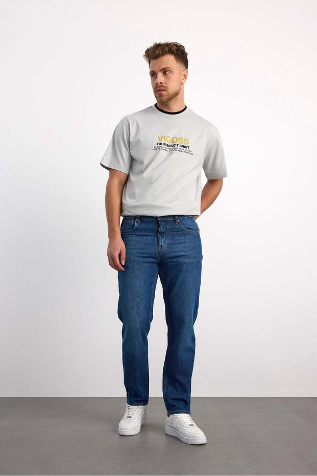 76094-73602 Men's Tapered Fit Mid Waist Slim Leg Denim Pants 76094-73602