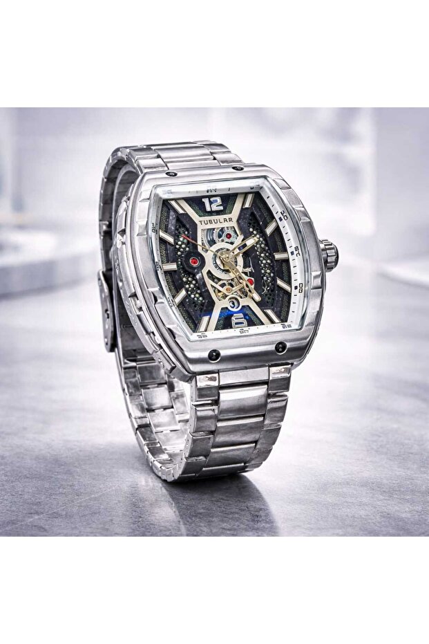 Men’s Luxury Skeleton Watch Silver Steel Designer Automatic Wrist Watch