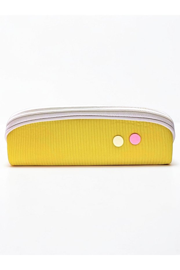 Triangle Pastel Colored Large Capacity Pencil Case Single Compartment Pen Holder - Yellow