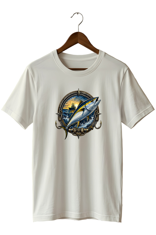 Orkinos Fish Printed Unisex T-Shirt Fishing Sea Fishing Themed Crew Neck T-Shirt