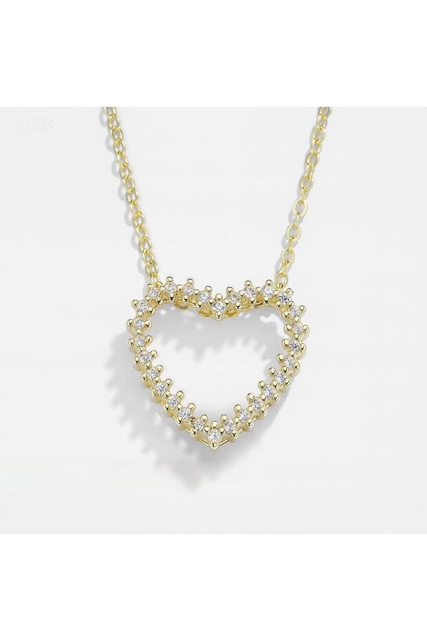 14k gold plated heart zircon necklace
