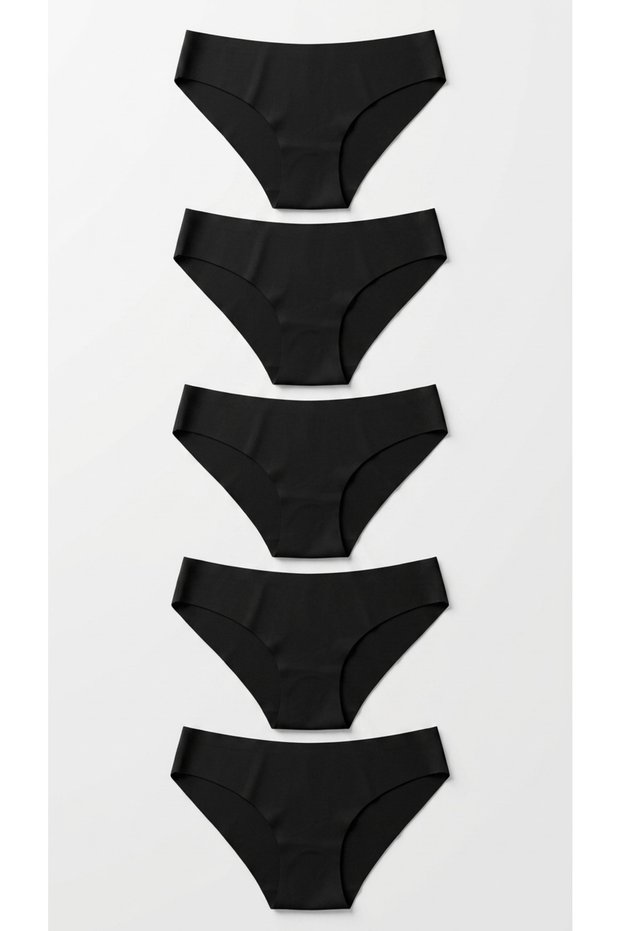 Women's Seamless Black High Waist Padded Panties 5-Pack