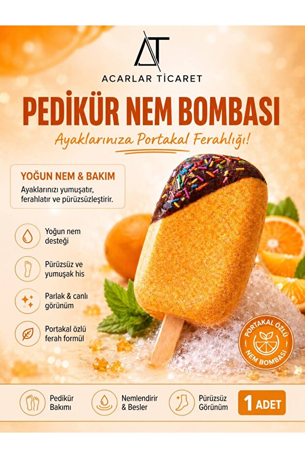 Energetic Spa Experience | Orange Flavored Ice Cream-Looking Bath & Pedicure Moisture Bomb (Single)