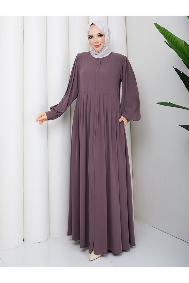 Women's Balloon Sleeves with Pleats and Hidden Pockets Medina Silk Modern Tesutur Ferace
