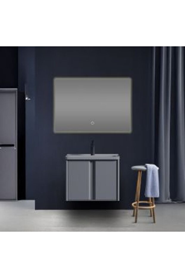 مرآة حمام مستطيلة مع إضاءة LED مقاس 80x60 سم - (TC-817)