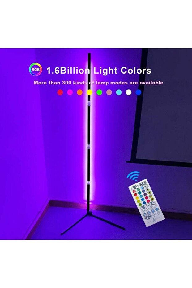 Decorative Corner Standing Lamp with Remote Multicolour - 4