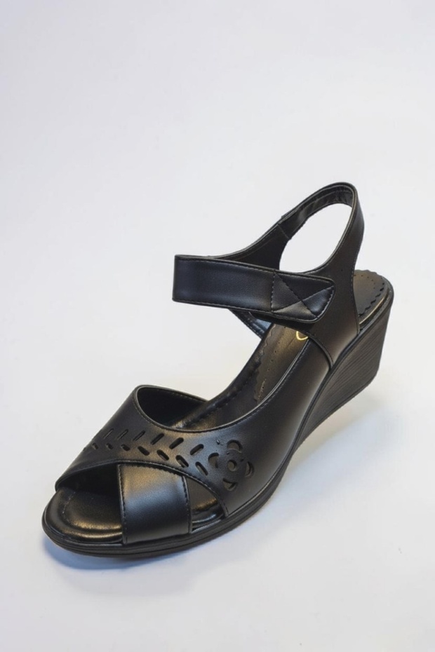 7933 Orthopedic Sole Wedge Heel Women's Sandals - High Sole Wedge Heel Velcro Daily Sandals