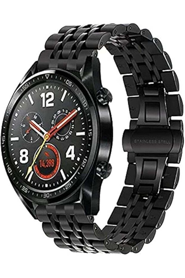 Black Stainless Steel Replacement Strap for Huawei Watch GT2, GT, GT2 Pro, GT 2e, Honor Magic 2 - 22mm Metal Band