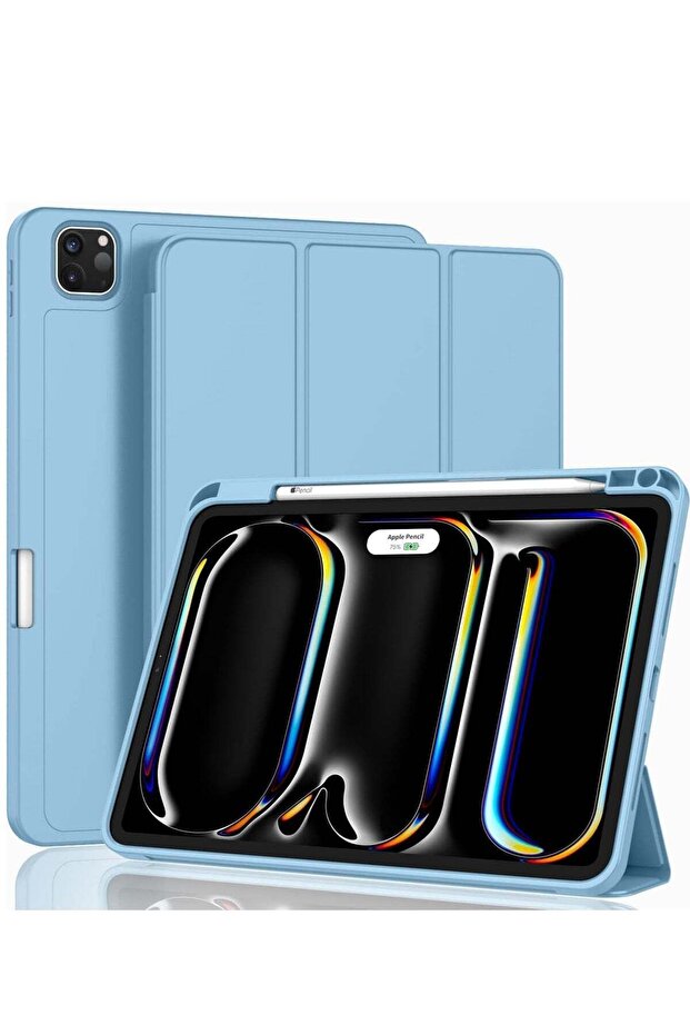 2024 iPad Pro 11" Case (M4, 5th Gen) - Smart Case with Pencil Holder, Touch ID Support, Auto Wake/Sleep Function (Azure Blue)
