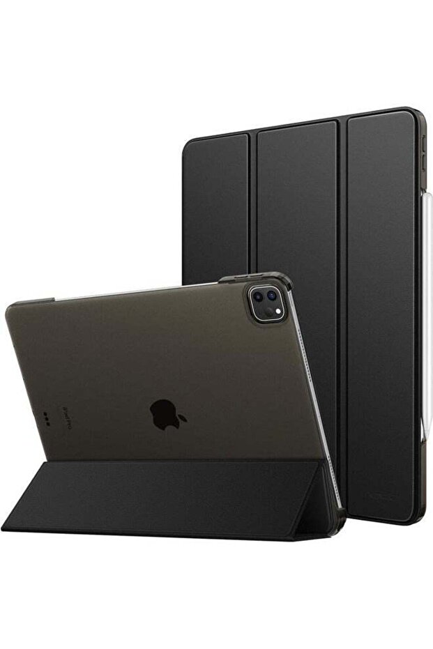 Black Slim Hard PC Case for iPad Air 13-Inch M2 (2024) & iPad Pro 12.9-Inch (6th/5th Gen) - Translucent Frosted Back, Touch ID & Pencil Support