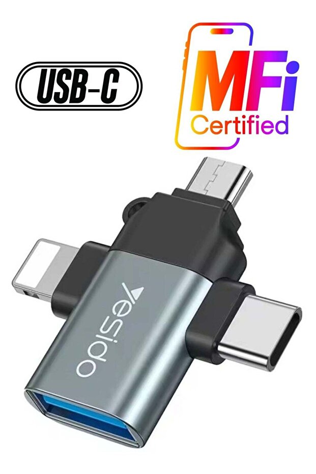 3-in-1 USB-C to Micro 8-Pin OTG Adapter Mobile Phone to USB 3.0 for IP for Computer Use