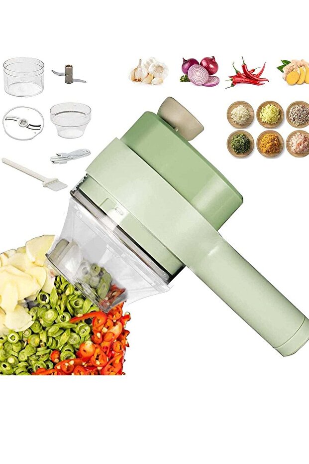 4 in 1 Portable Electric Vegetable Cutter Set, Gatling Vegetable Chopper Mini Wireless Food Processor