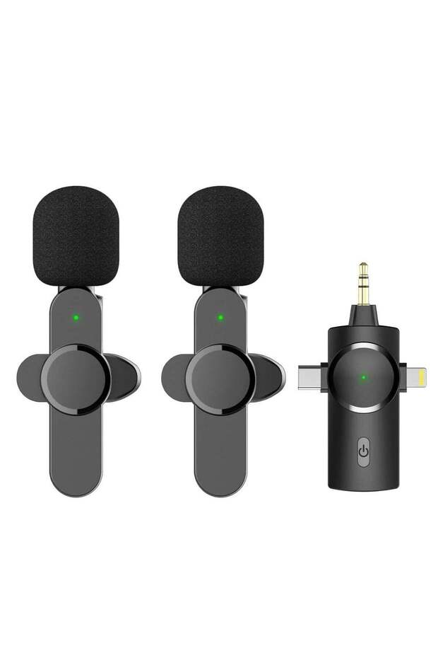 Dual Wireless Lavalier Lapel Microphone for iPhone, Android, Camera - Cordless Double Mics
