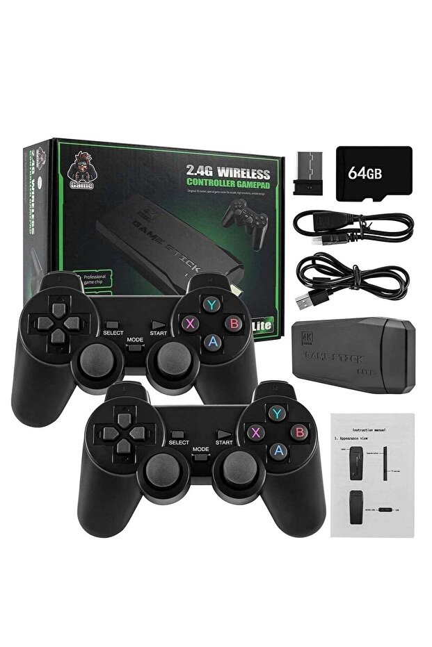 M8 Wireless HDMI Game Console – Plug & Play 64GB Retro Gaming Stick with 10,000+ Classic Games, Hidden USB Flash Drive, Supports 9 Emulators, 2 Wireless Controllers, HD Output